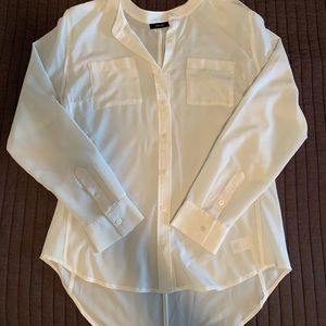 White sheer button down